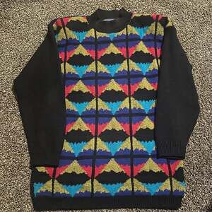 Vintage Norton McNaughten Geometric Grandpa Graphic Colorful Sweater Gorpcore
